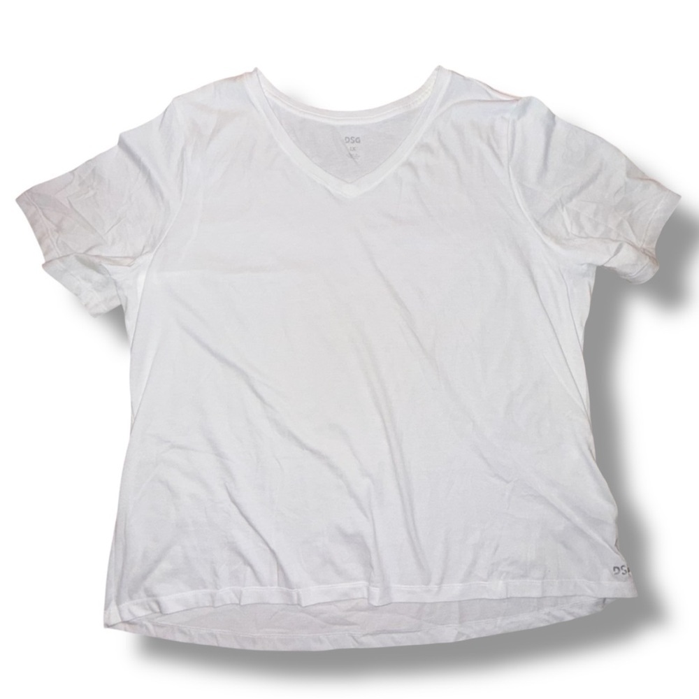 DSG Women's Core Cotton Jersey V-Neck T-Shirt 1X White - Picture 6 of 12